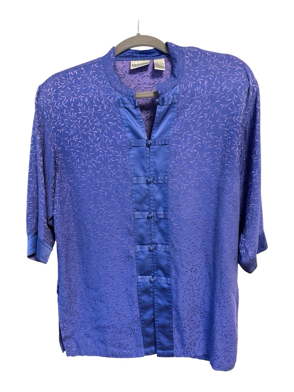 Vintage Chico's Violet-Blue Short Sleeve Mandarin Jacket
